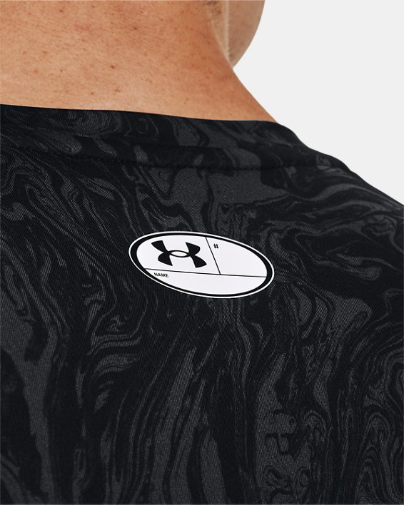 Men's HeatGear® Compression Printed Long Sleeve, Black, pdpMainDesktop image number 3